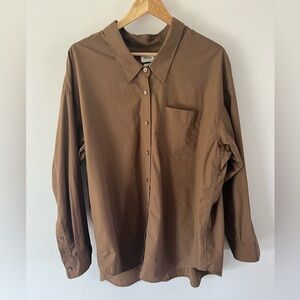 Wilfred Free Brown Collared Relaxed Oversized Fit Button Front Shirt Large